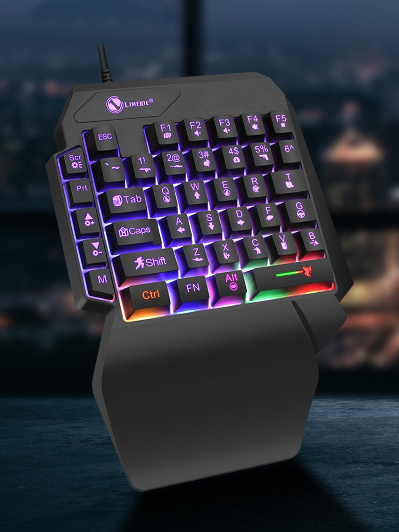 Gaming Keyboard And Mouse Converter For Mobile - Mechanical One-Handed Light Game Wired Keyboard,