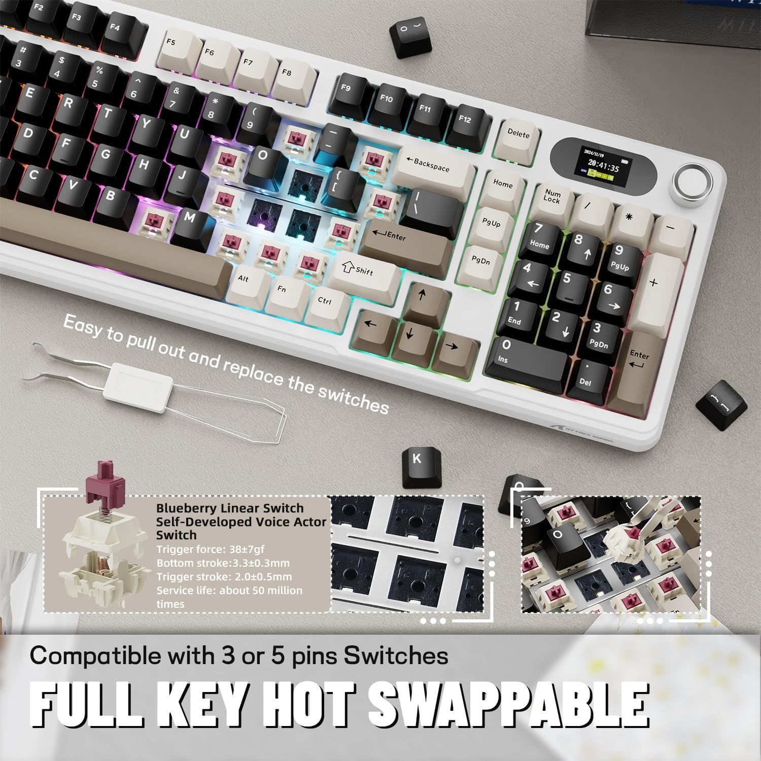 ATTACK SHARK X98Pro Wireless M - Gaming Keyboard Thocky recension och pris
