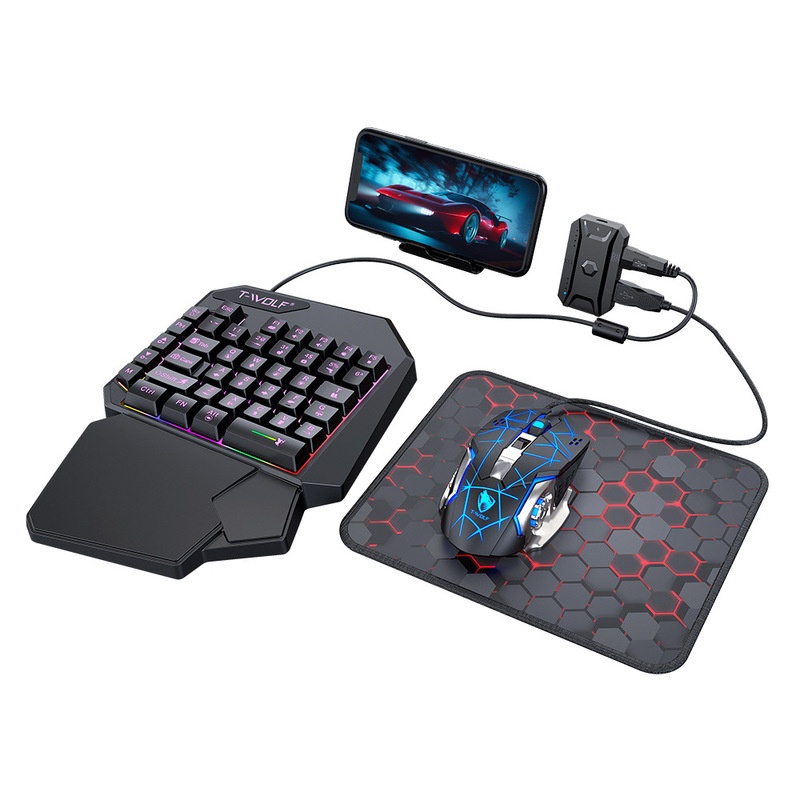 T-Wolf Tf950 5 In 1 One Handed - Gaming Keyboard And Mouse Converter For Mobile recension och pris