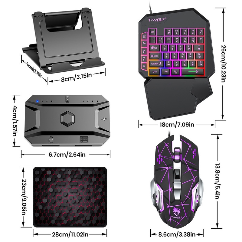 T-Wolf Tf950 5 In 1 One Handed - Gaming Keyboard And Mouse Converter For Mobile recension och pris