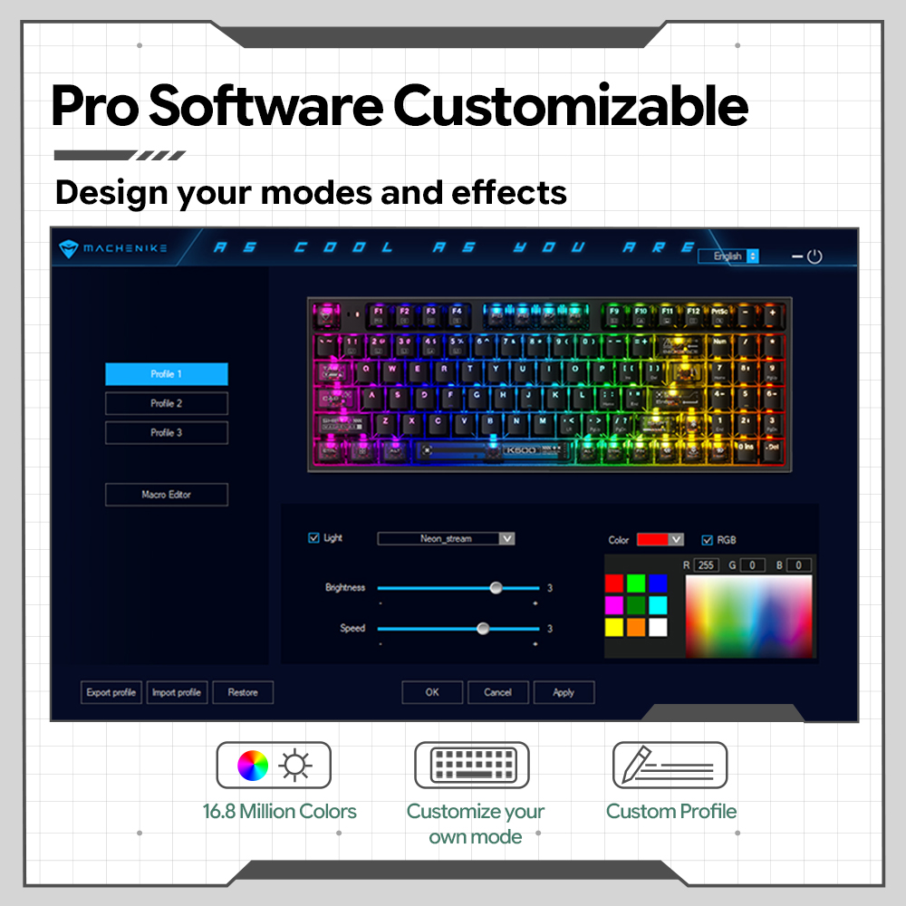 Machenike K500-B94 V2 Wired Me - Gaming Keyboard Hot Swappable recension och pris